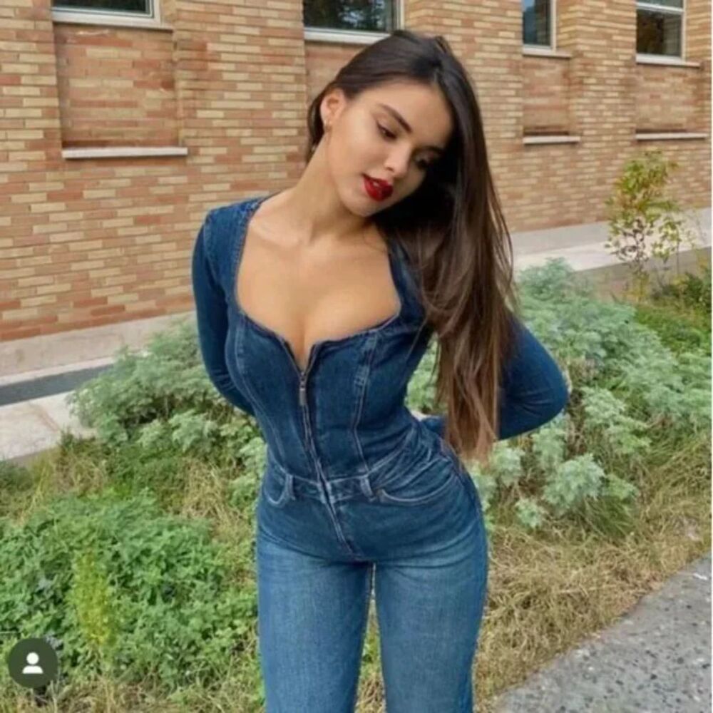 Zara Dark Blue Denim Corset Jumpsuit